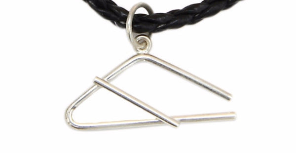 Silver Triangle + Leather Necklace